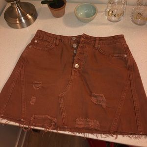 Free People Distressed Denim Mini Skirt